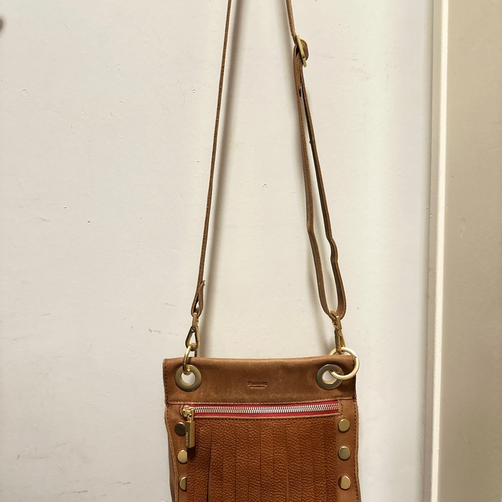 Hammitt Tan Gold Crossbody Bag with Vintage Leather